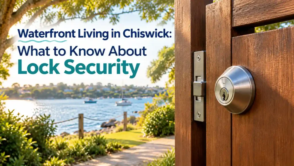 Waterfront gate lock security at a Chiswick harbourside home